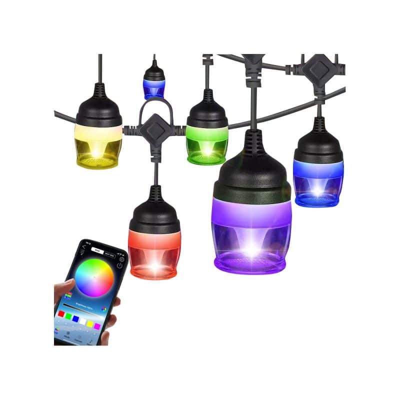 Ghirlanda luminoasa Smart RGB, 14 becuri led suspendate, 12 culori, 13.2m, 14W, IP65, telecomanda, sau control din aplicatie cu telefonul mobil