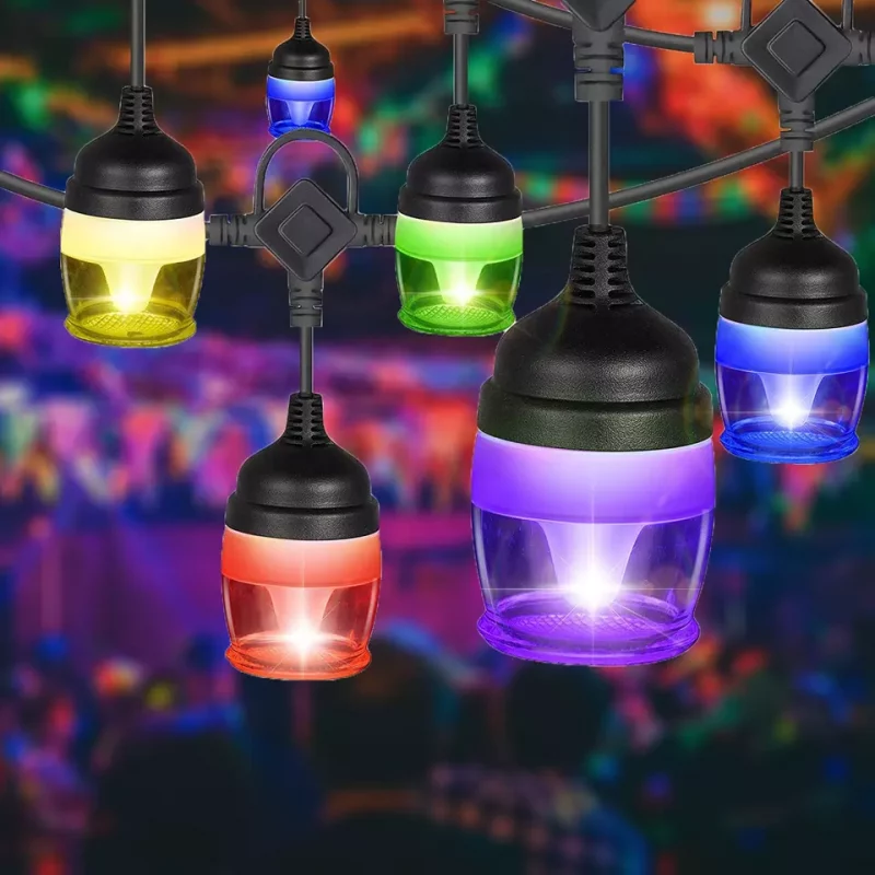 Ghirlanda luminoasa Smart RGB, 14 becuri led suspendate, 12 culori, 13.2m, 14W, IP65, telecomanda, sau control din aplicatie cu telefonul mobil - imagine 7